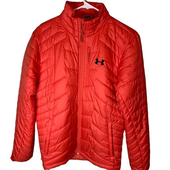 Men’s Under Armour ColdGear Reactor Jacket Puffer Coat Packable Orange - Picture 1 of 6